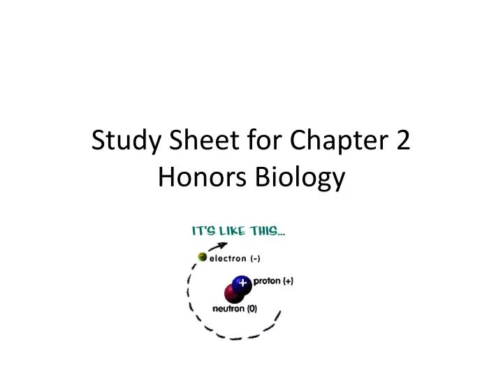 study sheet for chapter 2 honors biology