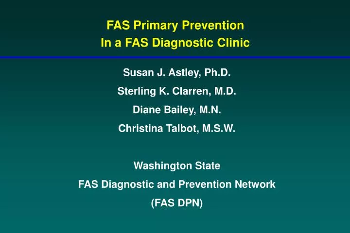 fas primary prevention in a fas diagnostic clinic