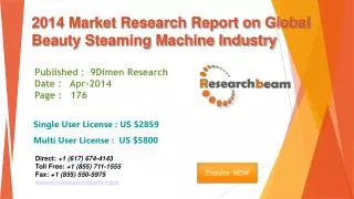 Global Beauty Steaming Machine Market Size, Share 2014