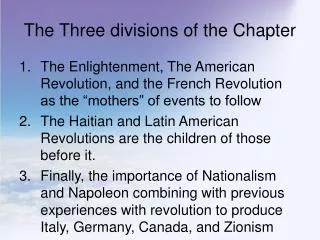The Three divisions of the Chapter