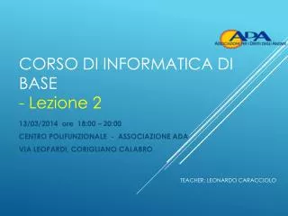 corso di informatica di base lezione 2