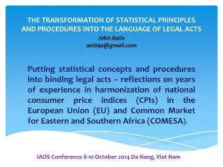 THE TRANSFORMATION OF STATISTICAL PRINCIPLES AND PROCEDURES INTO THE LANGUAGE OF LEGAL ACTS