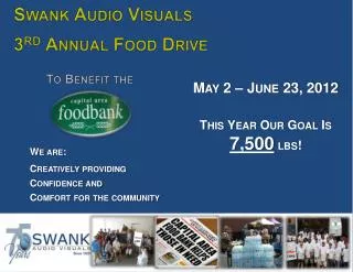 Swank Audio Visuals 3 rd Annual Food Drive To Benefit the