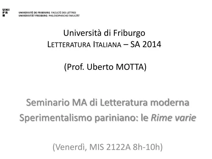 universit di friburgo letteratura italiana sa 2014 prof uberto motta