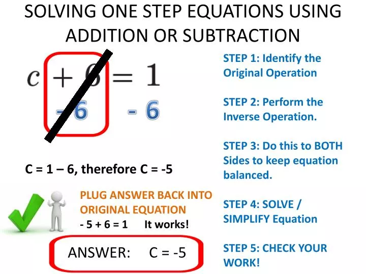 solving one step equations using addition or subtraction