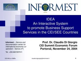 IDEA An Interactive System to promote Business Support Services in the CEI/SEE Countries