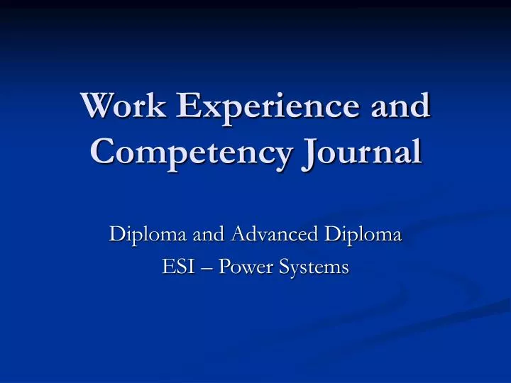 work experience and competency journal
