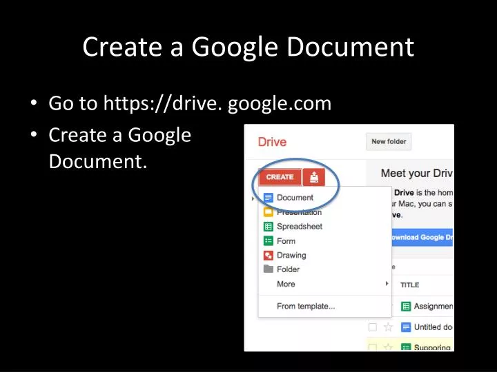 create a google document
