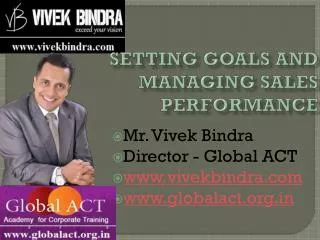 Setting Goals and Managing Sales Performance