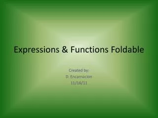 Expressions &amp; Functions Foldable