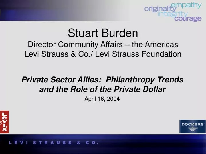 stuart burden director community affairs the americas levi strauss co levi strauss foundation