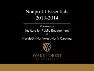Nonprofit Essentials 2013-2014
