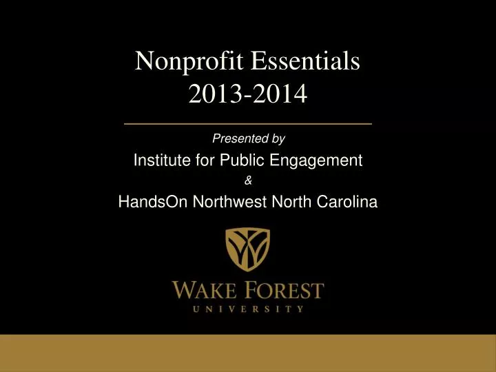 nonprofit essentials 2013 2014