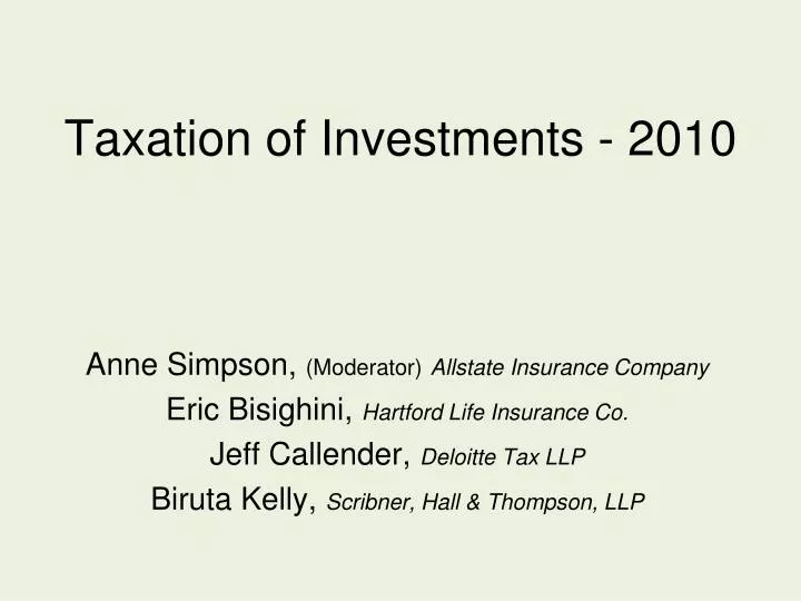 taxation of investments 2010