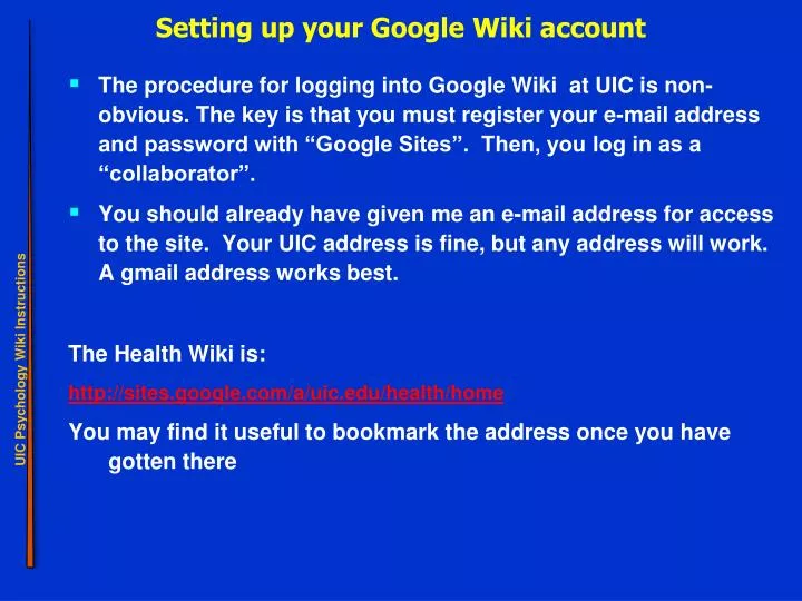 setting up your google wiki account