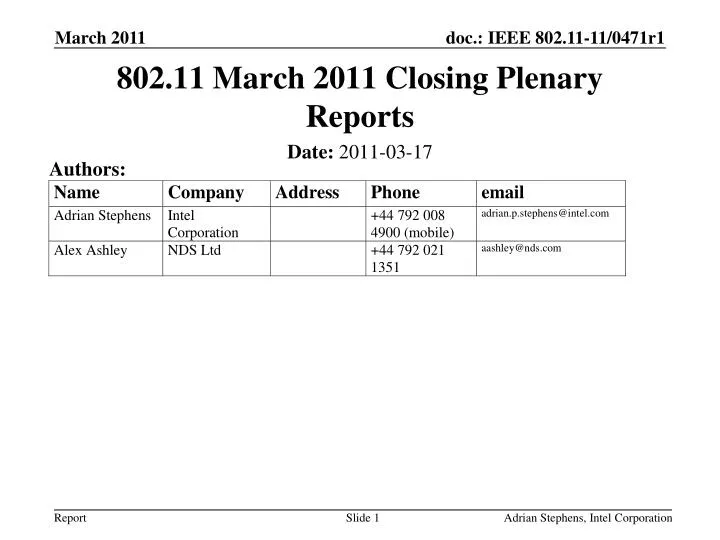 802 11 march 2011 closing plenary reports