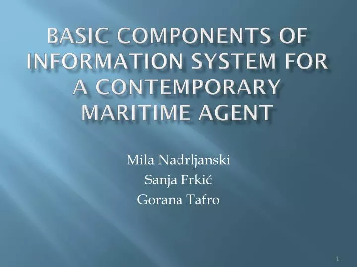 basic components of information system for a contemporary maritime agent