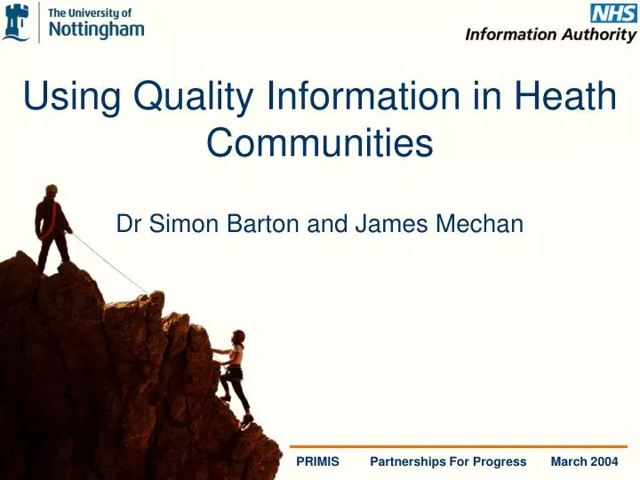using quality information in heath communities