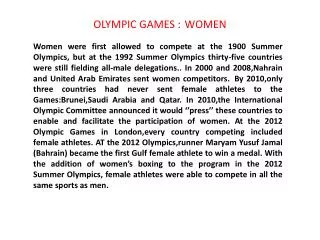 OLYMPIC GAMES : WOMEN