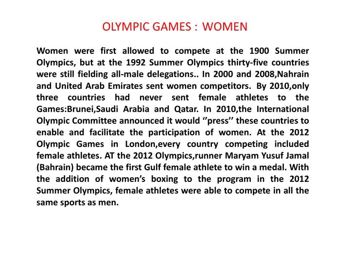 olympic games women