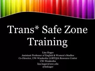 Trans* Safe Zone Training
