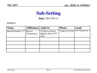 Sub-Setting