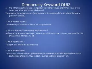 Democracy Keyword QUIZ