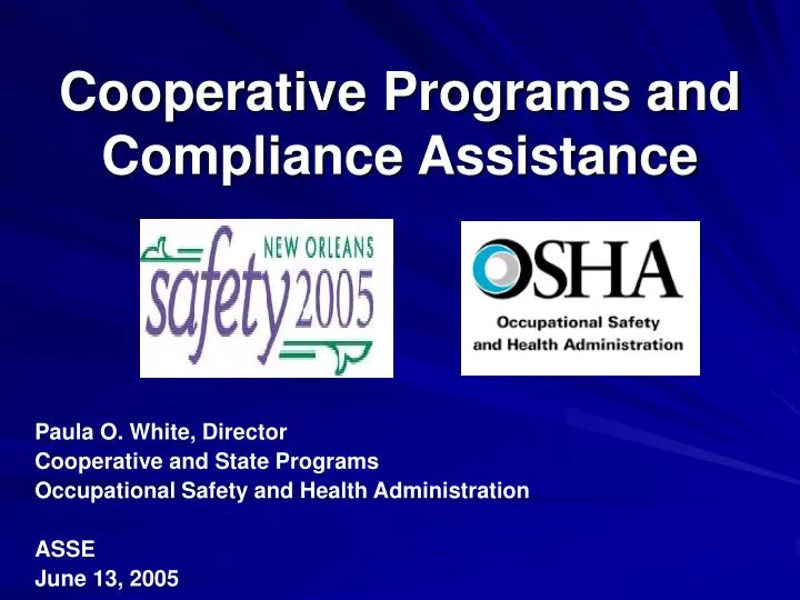 cooperative programs and compliance assistance