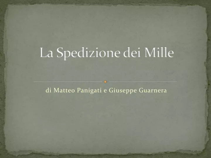 la spedizione dei mille