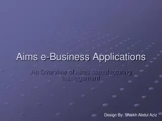 Aims e-Business Applications