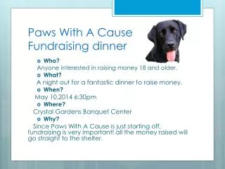Paws With A Cause Fundraising dinner