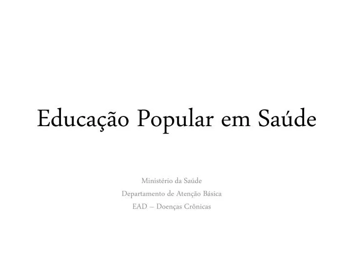 educa o popular em s a de