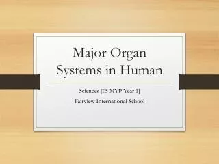 Major Organ Systems in Human