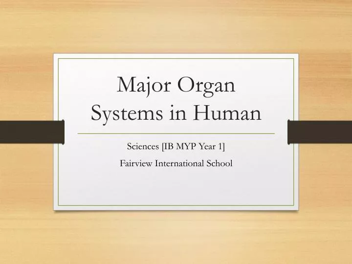 major organ systems in human