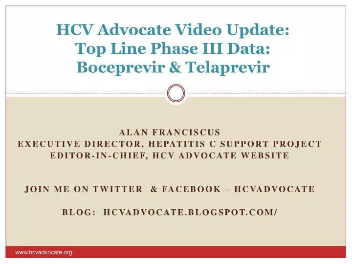 hcv advocate video update top line phase iii data boceprevir telaprevir