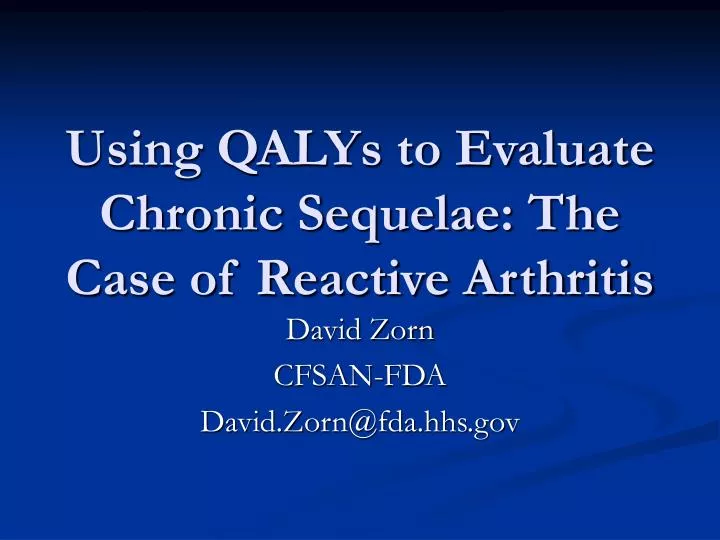 using qalys to evaluate chronic sequelae the case of reactive arthritis