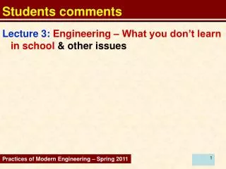 Students comments