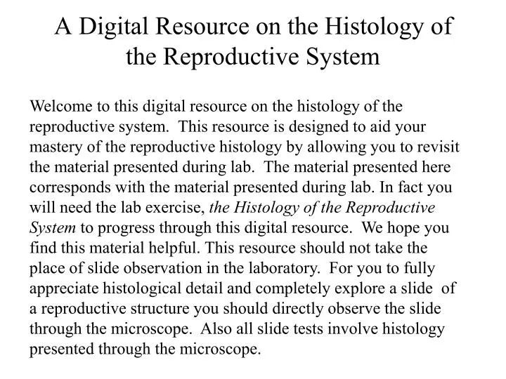 a digital resource on the histology of the reproductive system