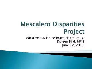 Mescalero Disparities Project