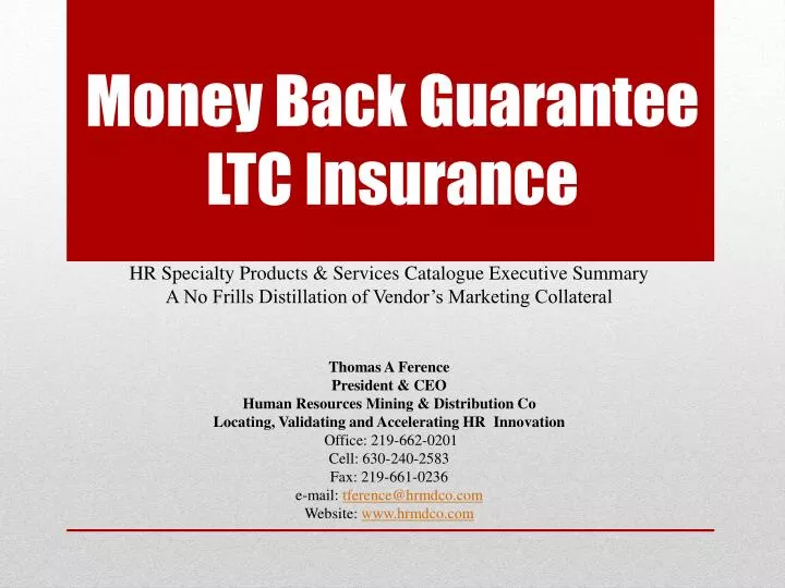 money back guarantee ltc insurance