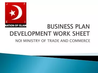 BUSINESS PLAN DEVELOPMENT WORK SHEET