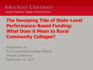 Presentation at Rural Community College Alliance Annual Conference September 25, 2014