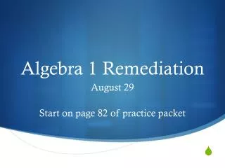 Algebra 1 Remediation