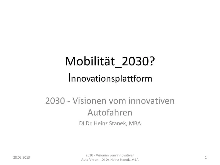 mobilit t 2030 i nnovationsplattform