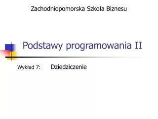 podstawy programowania ii