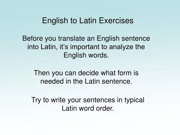 english to latin exercises