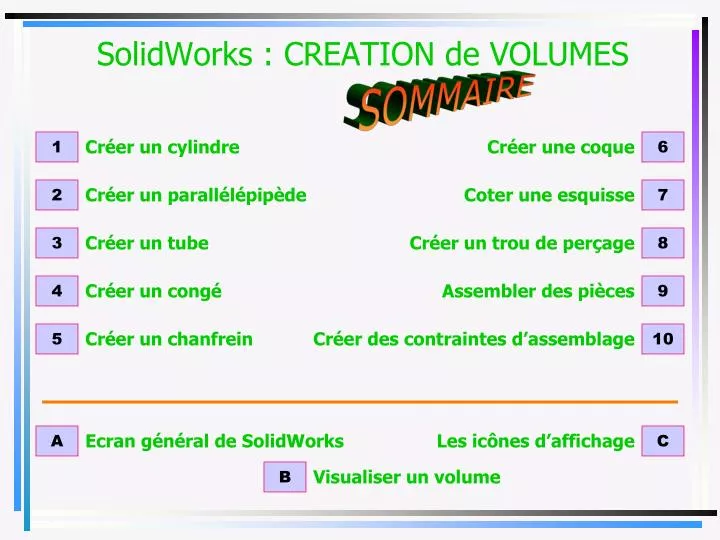 solidworks creation de volumes