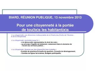 biard r union publique 13 novembre 2013 pour une citoyennet la port e de tou te s les habitant e s