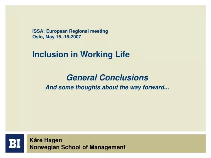 issa european regional meeting oslo may 15 16 2007 inclusion in working life