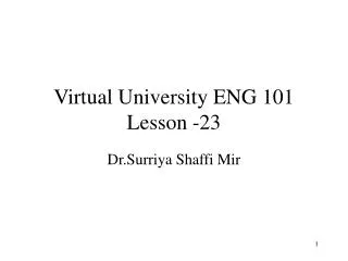 Virtual University ENG 101 Lesson -23